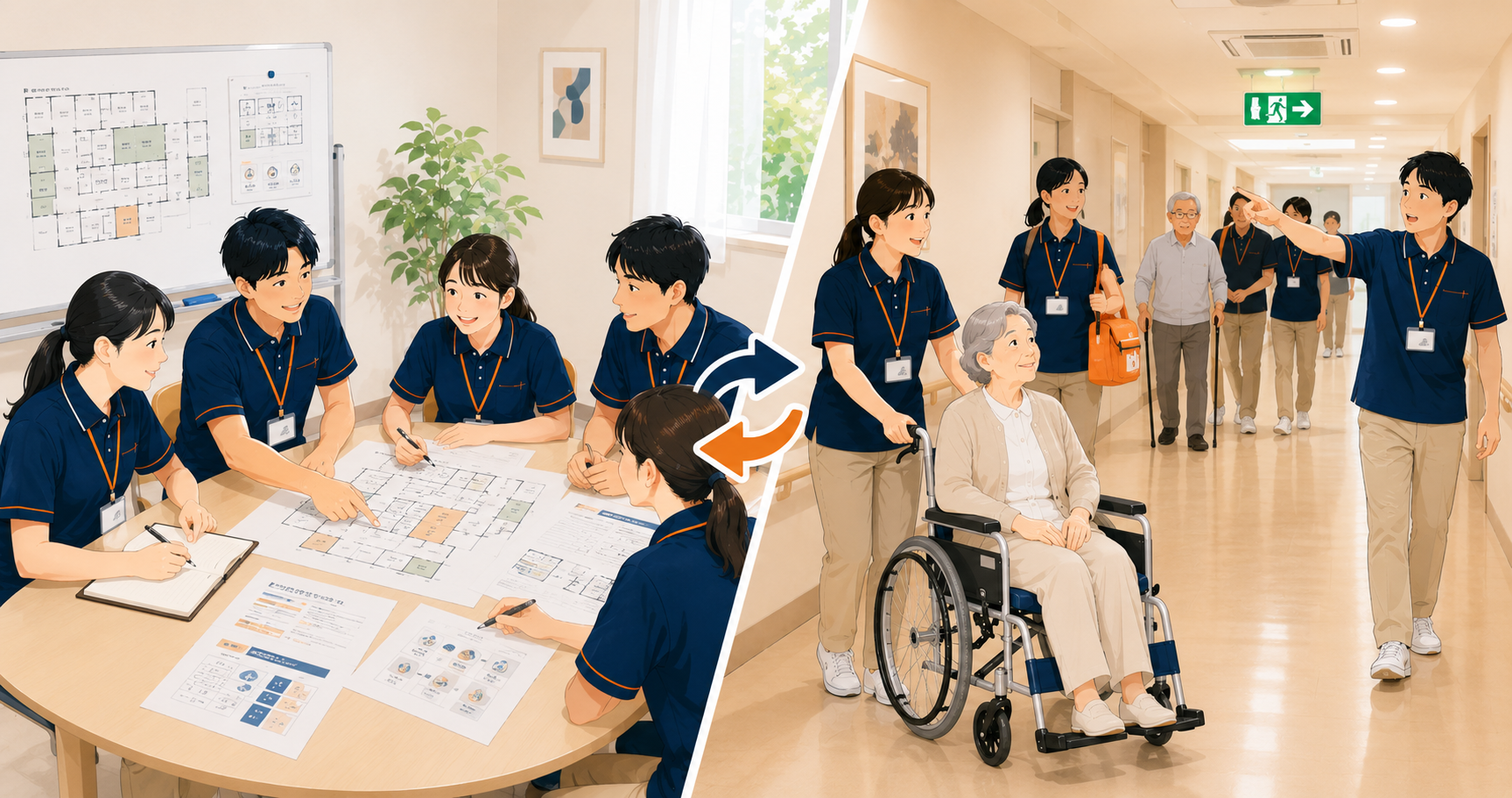 介護BCPの机上訓練と実地訓練の違い