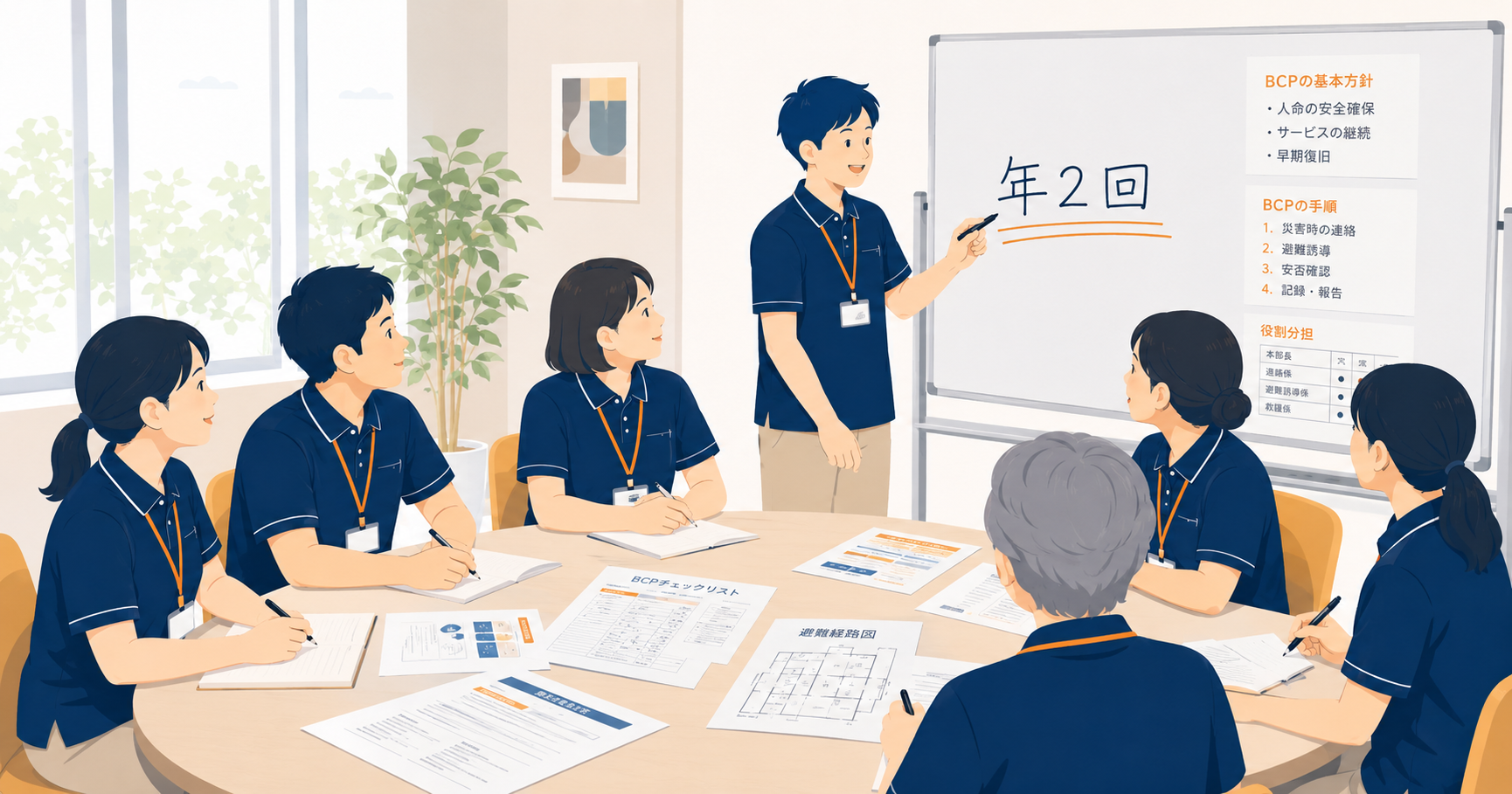 介護BCPの研修・訓練は年に何回必要か